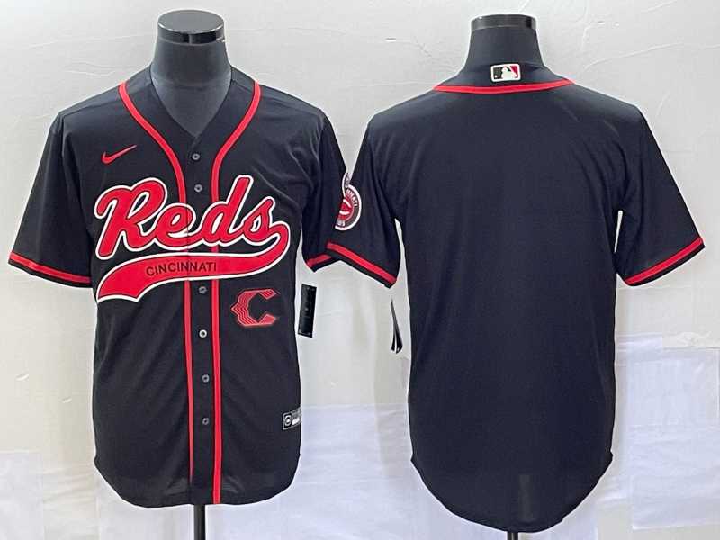 Mens Cincinnati Reds Black With Patch Cool Base Stitched Baseball Jerseys->cincinnati reds->MLB Jersey